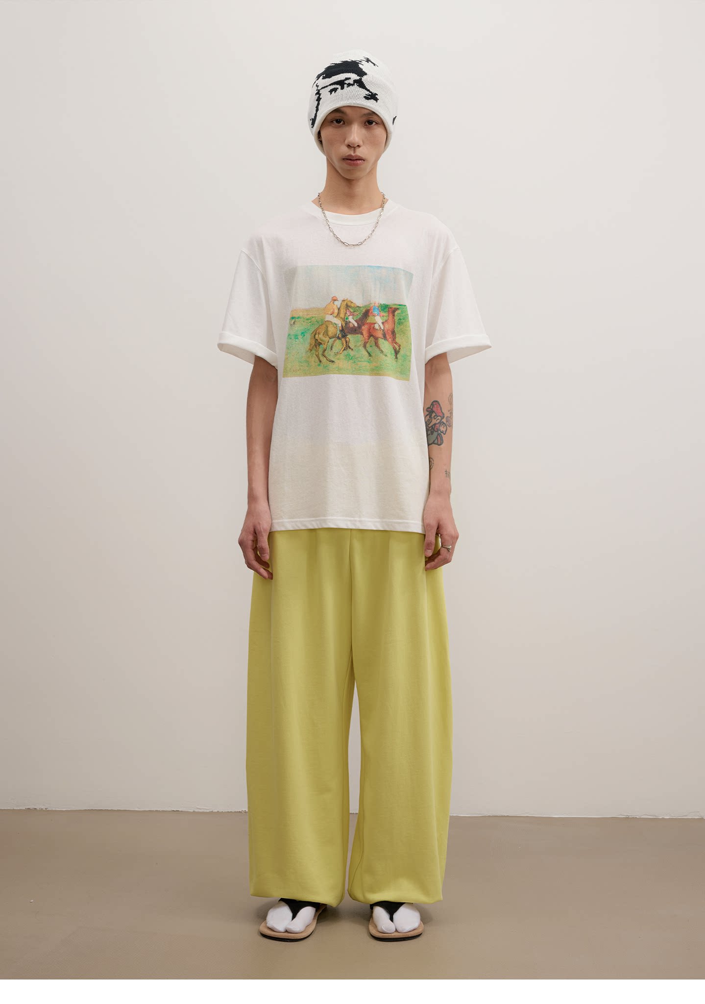 FUNKYFUN Vintage Equestrian Crayon Print Oversized Tee