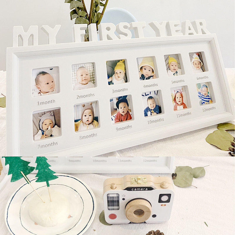 Baby's first birthday children's stage creative growth commemorative photo frame book Forest party decoration decoration gifts
