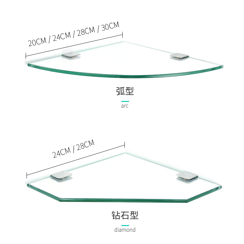 Bathroom glass corner rack Wall-mounted tripod Toilet bathroom shelf Powder room toilet wall corner rack