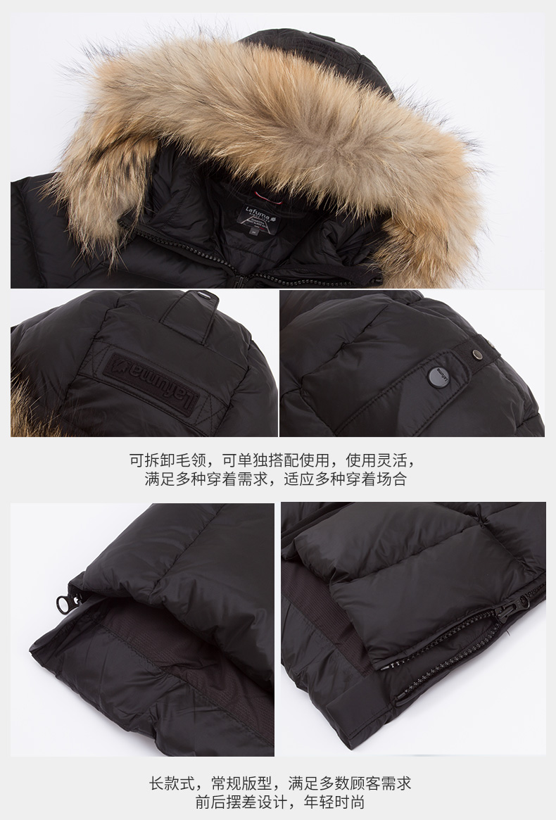 LAFUMA/乐飞叶 女士加厚过膝长款 貉子毛领羽绒服 90%鹅绒 图11