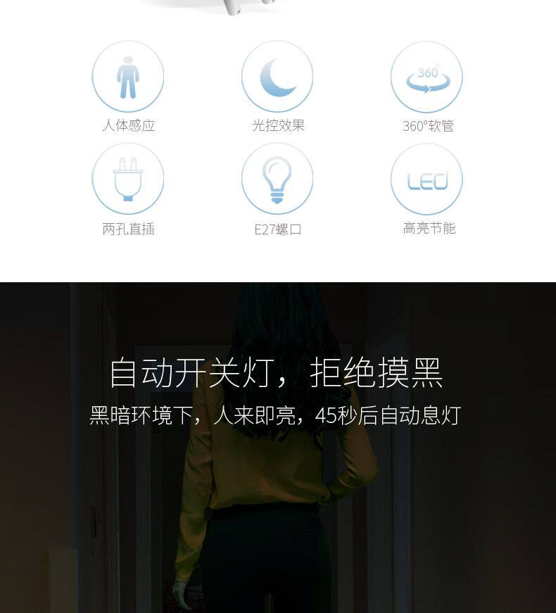 Противоугонная 感应小夜灯全自动人体智能led灯走廊楼梯厕所人走灯灭自动感应灯