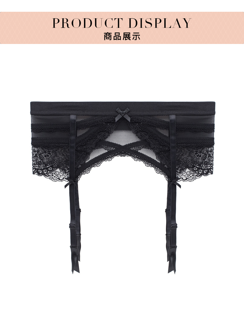 [Trung tâm mua sắm] Quần áo eblin yêu đồ lót nữ gợi cảm ren đen garter ECFC8350A1 dây nịt bít tất phối ren nơ màu trắng
