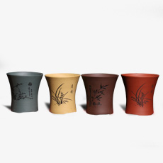 Tao Ruyi thịt hoa chậu hoa tím cát tím thủ công với khay Xiaolao TRANG bonsai chậu nhỏ CT26 - Vase / Bồn hoa & Kệ chậu đất