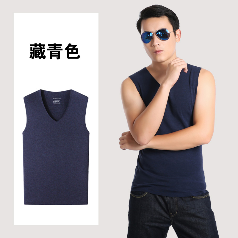 Mùa đông ấm áp mens phi sẹo vest cộng nhung cộng với tay dày chặt cổ chữ V đáy lớn mã đồ lót.