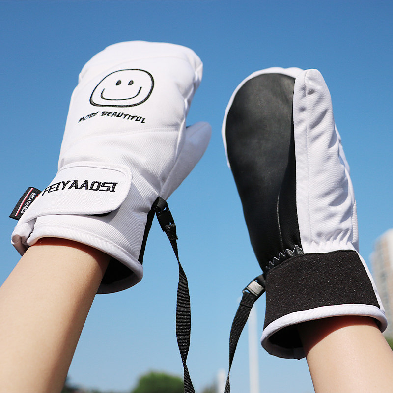 Single-board ski gloves female male professional waterproof and warm-touch screen and refers to stuffy couple's add-down thickening