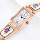 royalcrown exquisite fashionable elegant ceramic quartz rhinestone diamond ladies watch square bracelet watch 6431