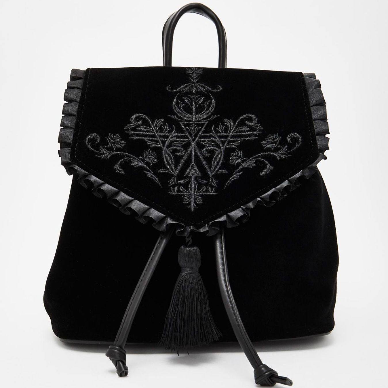 Stereoman European Restyle Dark Harajuku Style Witch Gothic Embroidered Backpack Punk Culture Backpack