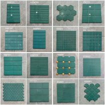 Dark green ceramic mosaic checkered tiles bathroom sink background wall kitchen living room fish pond