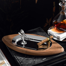 European light luxury walnut ashtray creative home living room office hotel model room smoke extinguisher ornaments