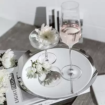 KisKim Nordic ins Wind Western dinner plate light luxury stainless steel round hotel tray household wine dessert plate
