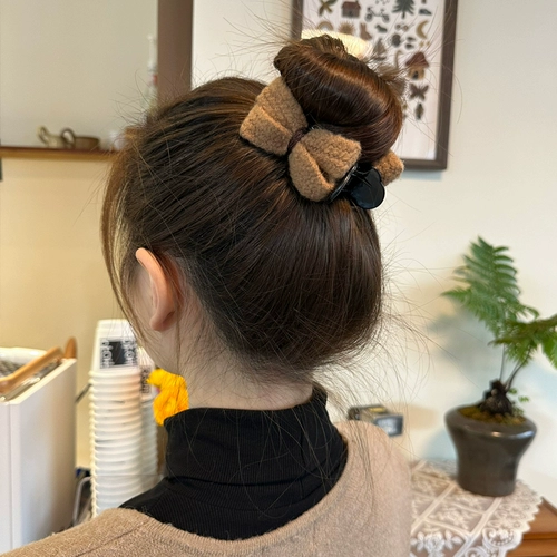 Чай с молоком, заколка-крабик, хвостик, заколка для волос с бантиком, аксессуар для волос