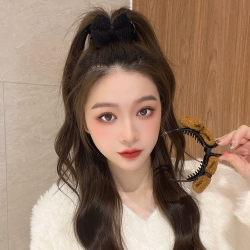 Чай с молоком, заколка-крабик, хвостик, заколка для волос с бантиком, аксессуар для волос