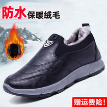 Winter old Beijing cloth shoes men cotton shoes plus velvet warm waterproof middle-aged father shoes sports leisure walking shoes