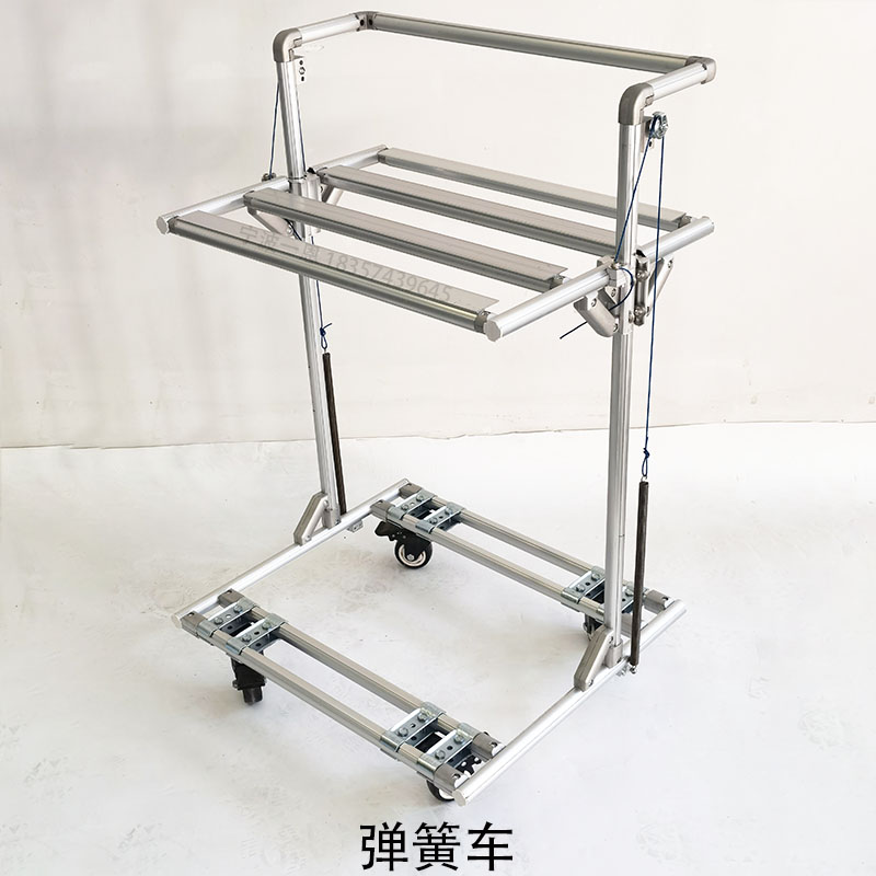 Automatic lifting spring car material car third generation aluminum alloy lean tube wheeled turnover car rack loading and unloading car