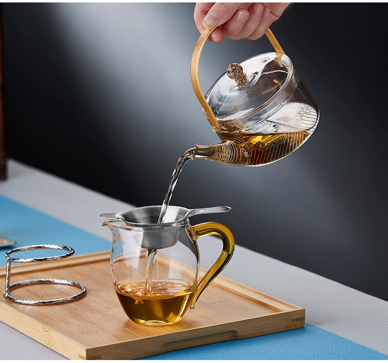 Mesni Ấm Trà Thủy Tinh Nồi Đơn Hộ Gia Đình Nhỏ Chịu Nhiệt Ấm Trà Ấm Siêu Tốc Hoa Ấm Trà Tay Cầm Ấm Trà Bộ Trà bình trà thuỷ tinh đẹp