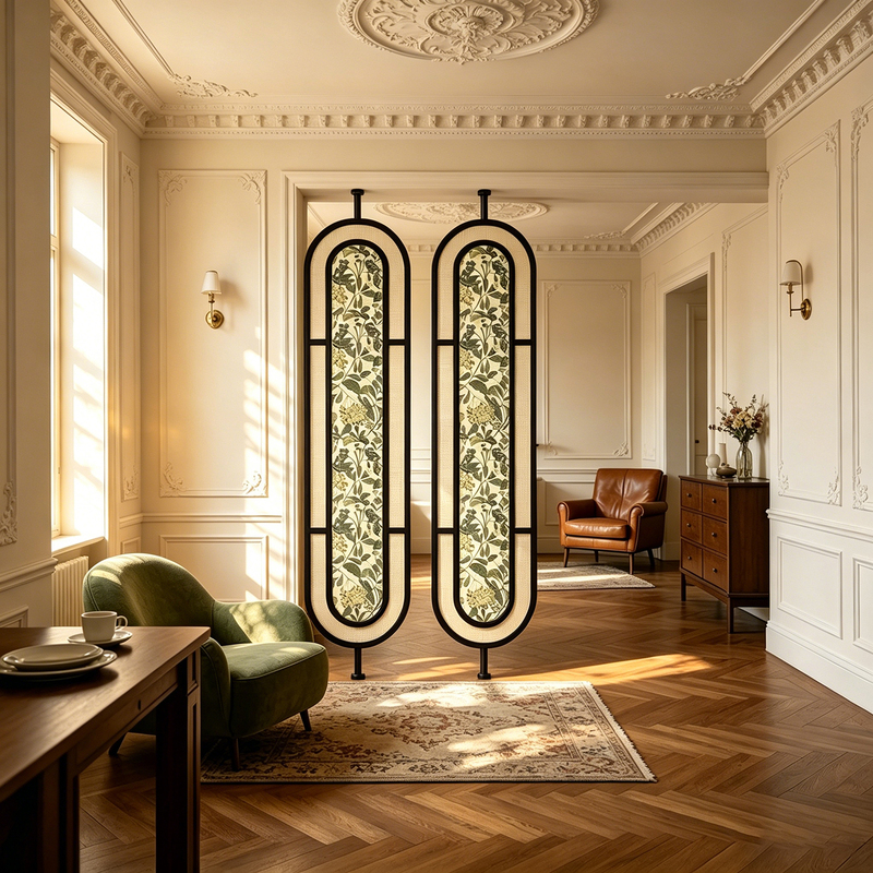 French-Style Bedroom Partition Screen to Block the View of the Entrance Door, Living Room Ceiling-To-Floor Rotating Entrance Screen, Solid Wood Rattan Weaving French-Style Bedroom Partition Screen to Block the View of the Entrance Door, Living Room Ceiling-To-Floor Rotating Entrance Screen, Solid Wood Rattan Weaving