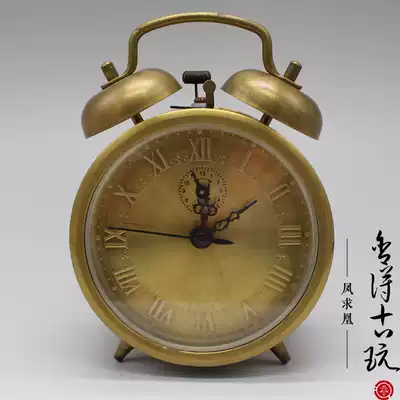 Old-fashioned retro hand-wound clock Pure copper mechanical table clock creative bed alarm clock table clock decorative decoration