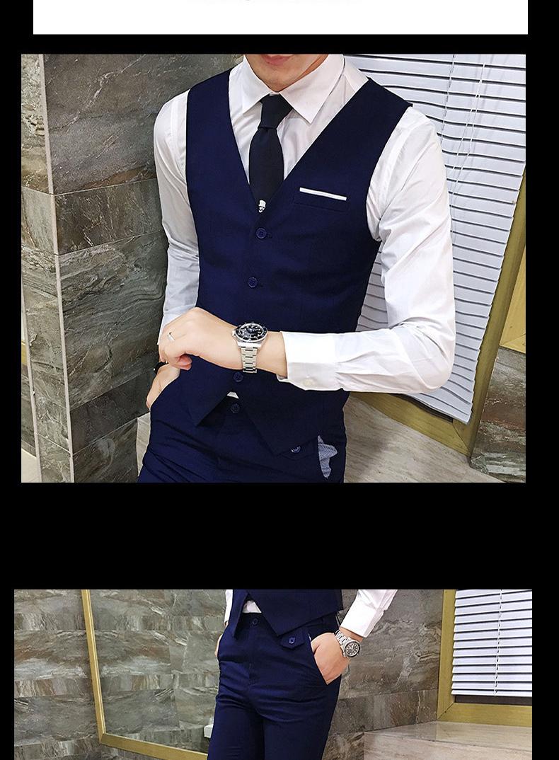 Ba mảnh phiên bản tiếng Hàn của bộ đồ vest nam đẹp trai tự tu luyện chuyên nghiệp trang phục sinh viên đại học Lang nhóm ăn mặc phù hợp quần kaki nam đẹp