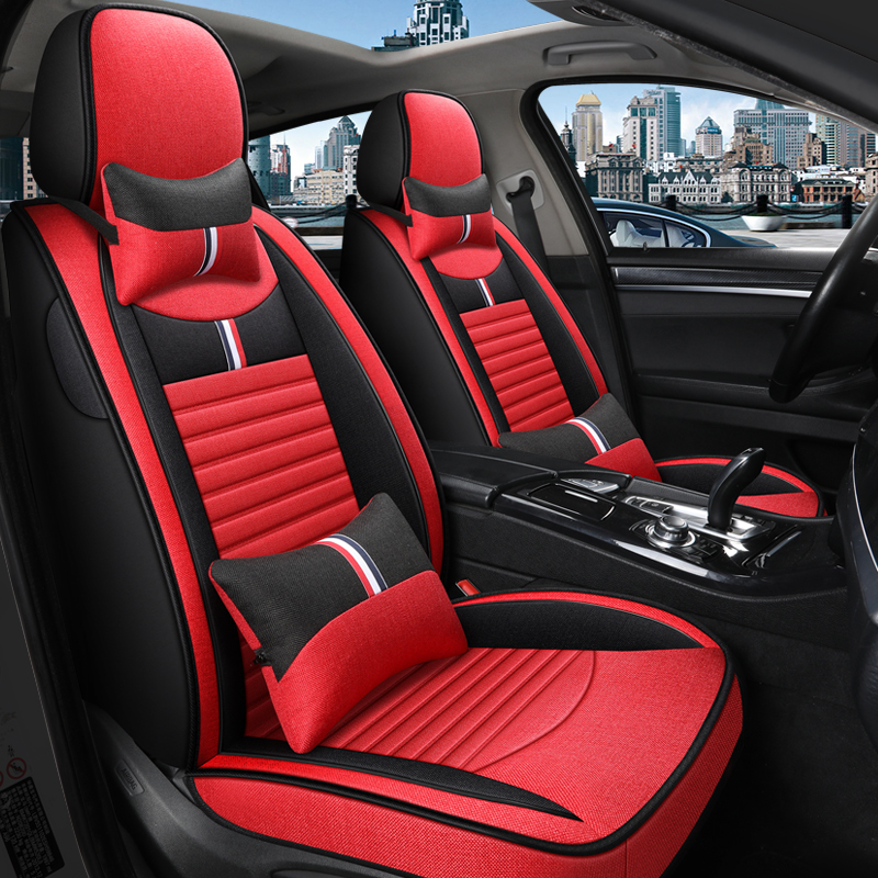 2021 new car seat cover four seasons universal cushion cover linen full surround seat cover net red seat cushion car cushion cover