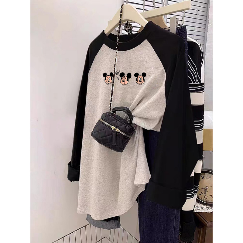 Maternity Wear Autumn Tops 2026 New Style Raglan Pure Cotton Mid-Length Loose Autumn and Winter Base Shirt Long-Sleeved T-Shirt for Women