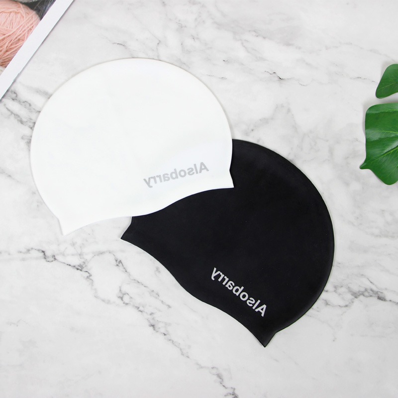 Japanese solid color long hair silicone waterproof ear protection swimming cap with enlarged head adult hot spring swimming cap