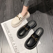 Japanese Baotou slippers womens 2022 spring and summer new outer wear sponge cake half slippers no heel thick bottom fashion