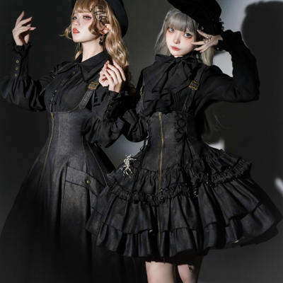 【 Su Xin SUSIN】[GUI Qin 2.0]lolita waist-cinching and Slimming Denim strapless Dress/Strappy dress