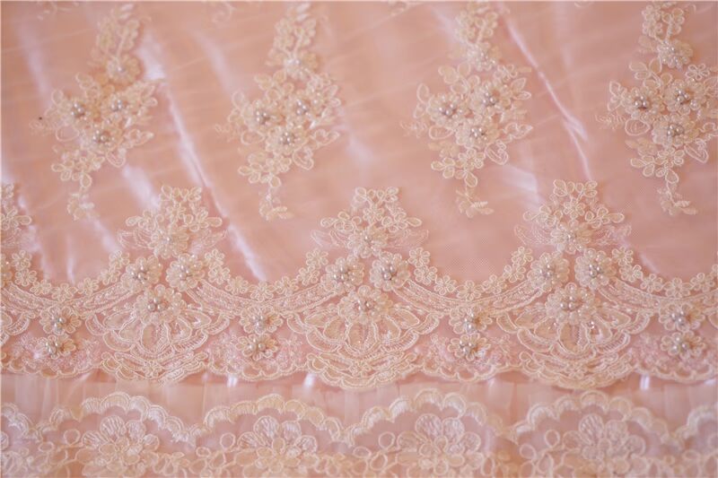 Nhập khẩu tùy chỉnh sang trọng châu Âu handmade đính cườm sequin ngọc trai LACESHABBY ren trải giường drap giuong