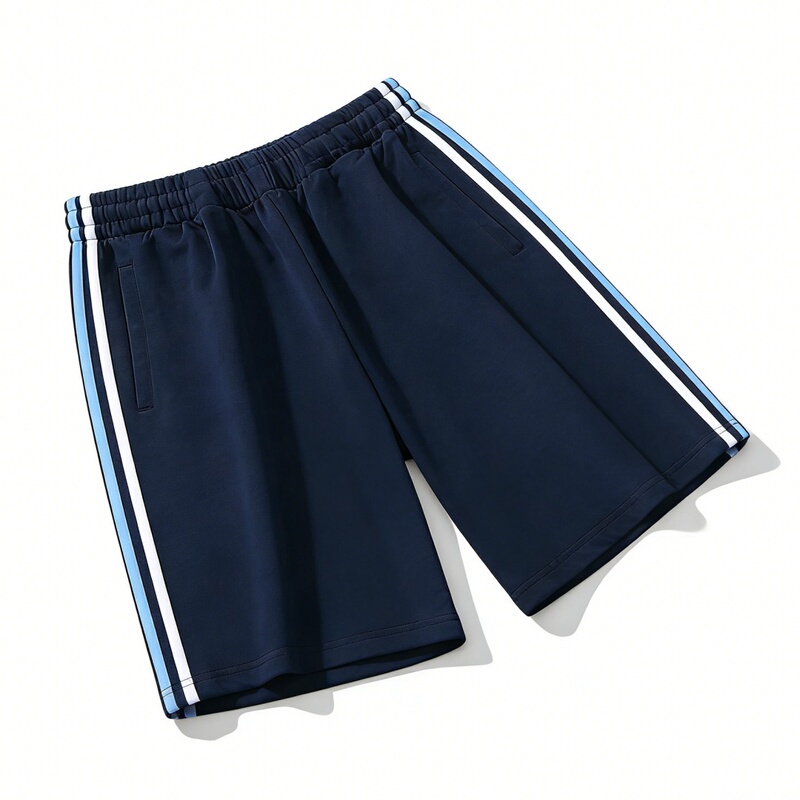 Shorts Summer Student School Uniform Pants White Light Blue Two Stripes Breathable Thin Navy Blue Sports Pants Refreshing Short School Pants