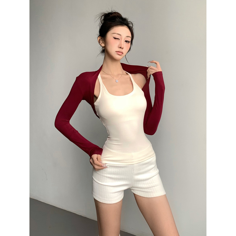 Dance Clothing Cover-Up Shawl for Women, Ballet Practice Clothing Jacket, Slim-Fit Long-Sleeve Adult Sun Protection Vest Top