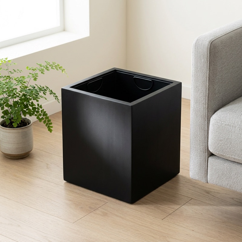 Solid Wood Oak Trash Can with Matte Paint and Stainless Steel Inner Bucket, Resort-Style Bathroom, Light Luxury for Home Use, High-End Solid Wood Oak Trash Can with Matte Paint and Stainless Steel Inner Bucket, Resort-Style Bathroom, Light Luxury for Home Use, High-End
