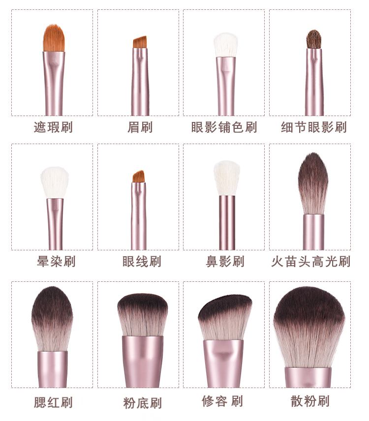 Cangzhou 12 gấu nhỏ trang điểm bàn chải nho giá trị thiết lập bàn chải lông động vật người mới bắt đầu bóng mắt công cụ cọ - Các công cụ làm đẹp khác lô cuốn tóc mái dài