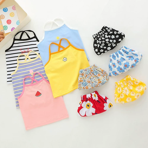 Летний комплект, детский топ с чашечками для раннего возраста, майка топ