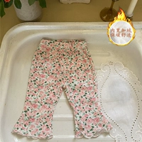 Флисовые штаны-клёш, цветочный принт