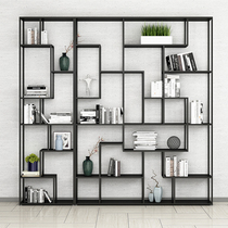 Wrought iron shelf office bookshelf simple creative living room industrial wind partition Bogu display stand Nordic landing