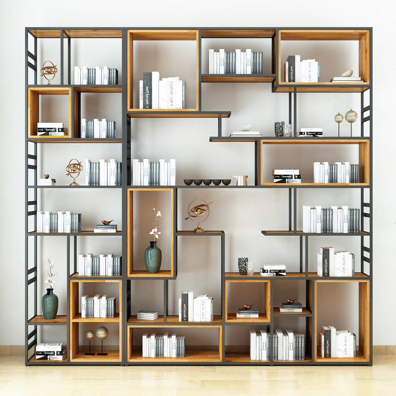 Iron Art Bookshelves Shelve Shelve Industrial Wind Creativity Living Room Bogu Show Shelves Bookcase Nordic Office Partition