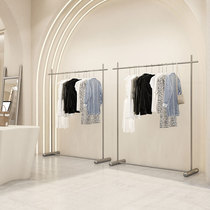 Womens clothing store special clothing display rack Net red stainless steel brushed floor rack Korean version of Nordic style cylindrical hanger