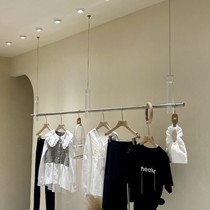 High-end clothing store window display rack acrylic stainless steel wire drawing hanger Net red photo rack