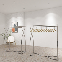 Clothing store Zhongdao double row hanger double pole side hanger Nordic silver shop middle shelf display rack