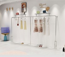 Light luxury clothing store display rack Wall wall display rack with plate combination stainless steel brushed special-shaped shelf