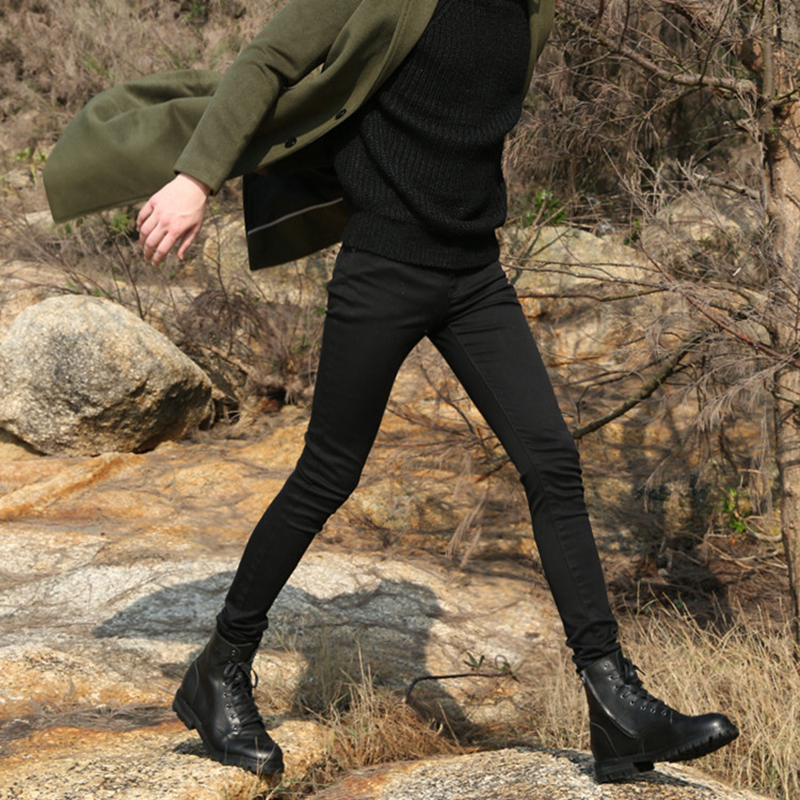 Classic Pure Black Slim-Fit Jeans for Men, Trendy Brand Skinny Pants, Men's New Autumn Versatile Pants with Stretch