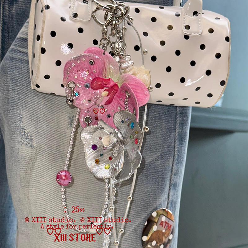 Xiiistore Original Handmade Iris Flower Handcrafted Bag Pendant Y2K Niche Design Keychain Pendant Xiiistore Original Handmade Iris Flower Handcrafted Bag Pendant Y2K Niche Design Keychain Pendant