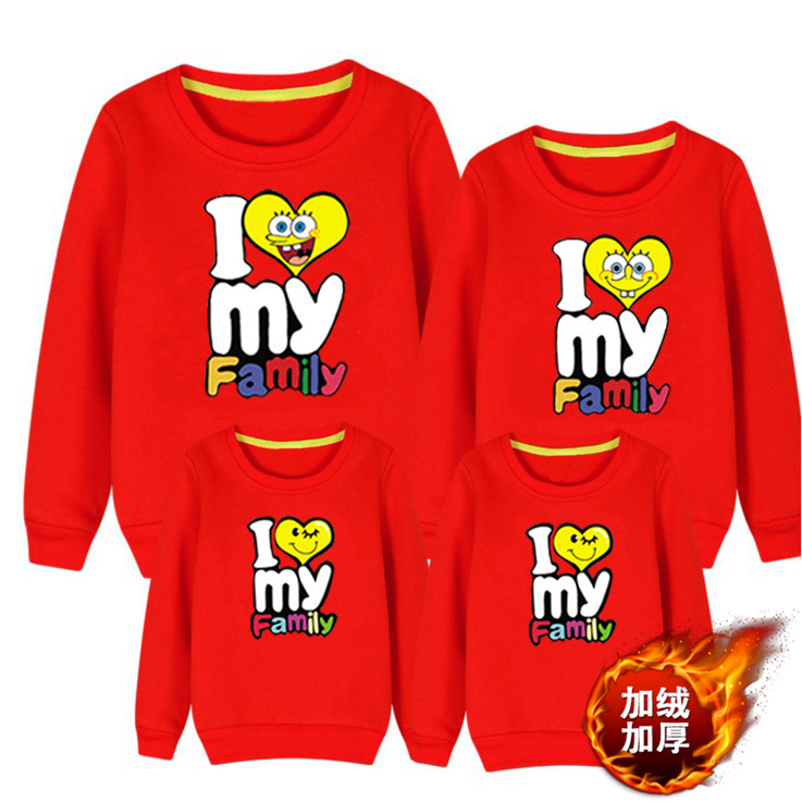 Quần áo mùa thu cha mẹ con 2018 mới mẹ mẹ và con trai gia đình ba mùa thu đông cộng với áo len nhung dày phù hợp với gia đình đồng phục gia đình cao cấp