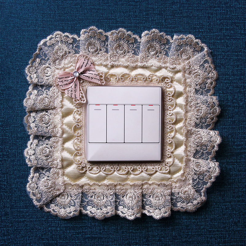 Eurostyle Fabric Lace Embroidery Switch Attach Upscale Switch Dust Cover 86 Type Socket Patch Switch Protective Sheath