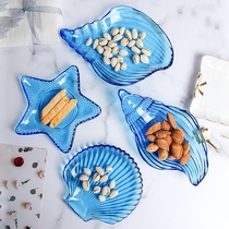 Net red gold edge glass cutlery creative conch plate bowl starfish shell plate dish thickened fruit plate decoration