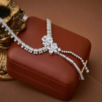 QUANNI/Quanni Jewelry Official Authentic Cherry Blossom Tassel Necklace for Women Moissanite Zircon Full Diamond Necklace for Women