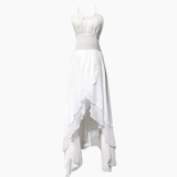 Пляжное платье, белая шифоновая юбка, 2021 года, с открытой спиной