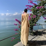 Сексуальное однотонное платье без рукавов, длинная юбка, французский стиль, изысканный стиль