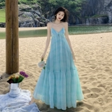 Милое шифоновое атмосферное пляжное платье, юбка, с открытой спиной