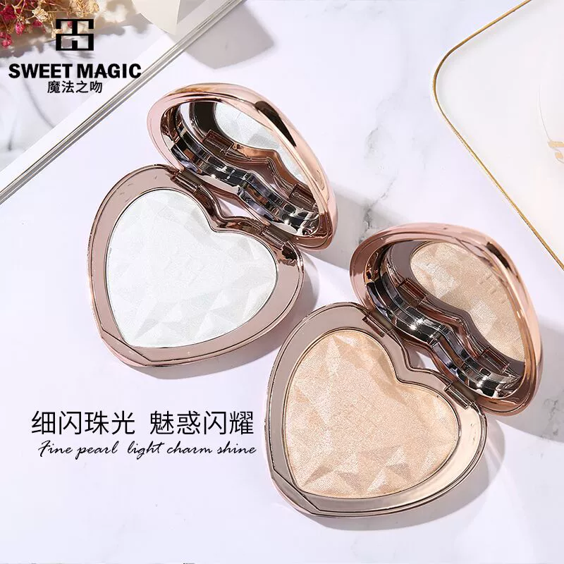 ma thuật ngọt ngào Bột làm sáng kim cương hình trái tim với bột làm sáng bóng cao cấp màu đỏ ròng lấp lánh 2 màu - Bột nén